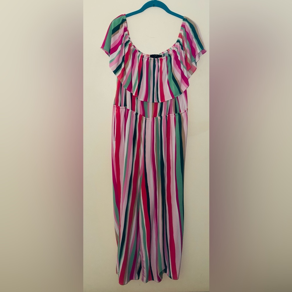 Lane Bryant Colorful Striped Jumpsuit